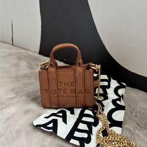 Marc Jacobs Mini Tote Bag in Brown with Gold Chain